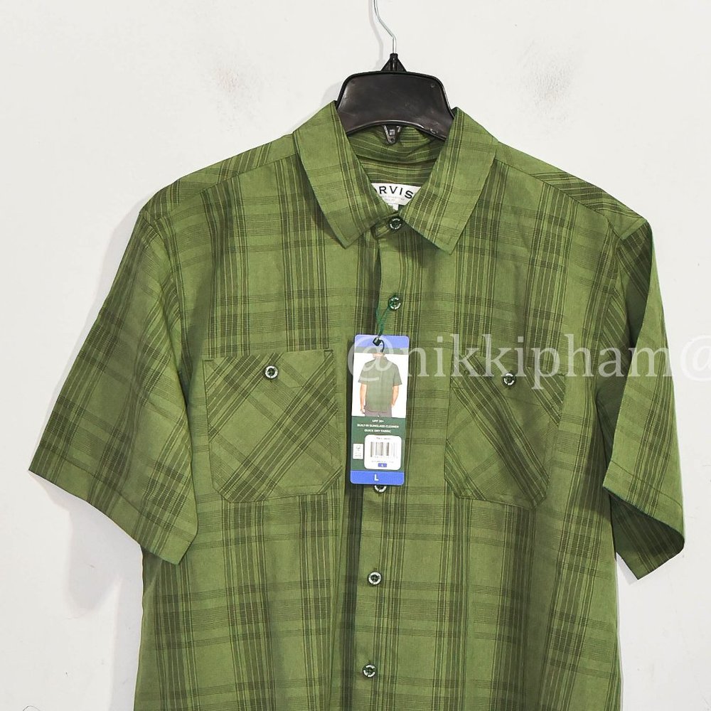 Orvis Men’s Short Sleeve Woven tech shirt in green - Picture 3 of 5